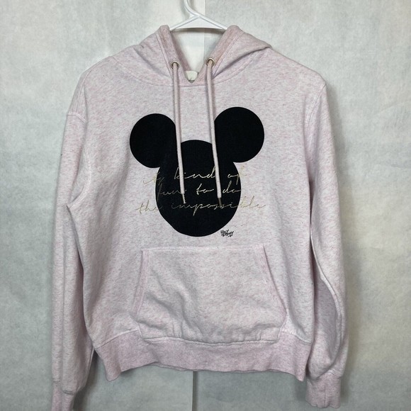 Women's L.O.G.G. DISNEY Mickey Mouse Hoodie Sweatshirt PInk Small - Picture 2 of 7